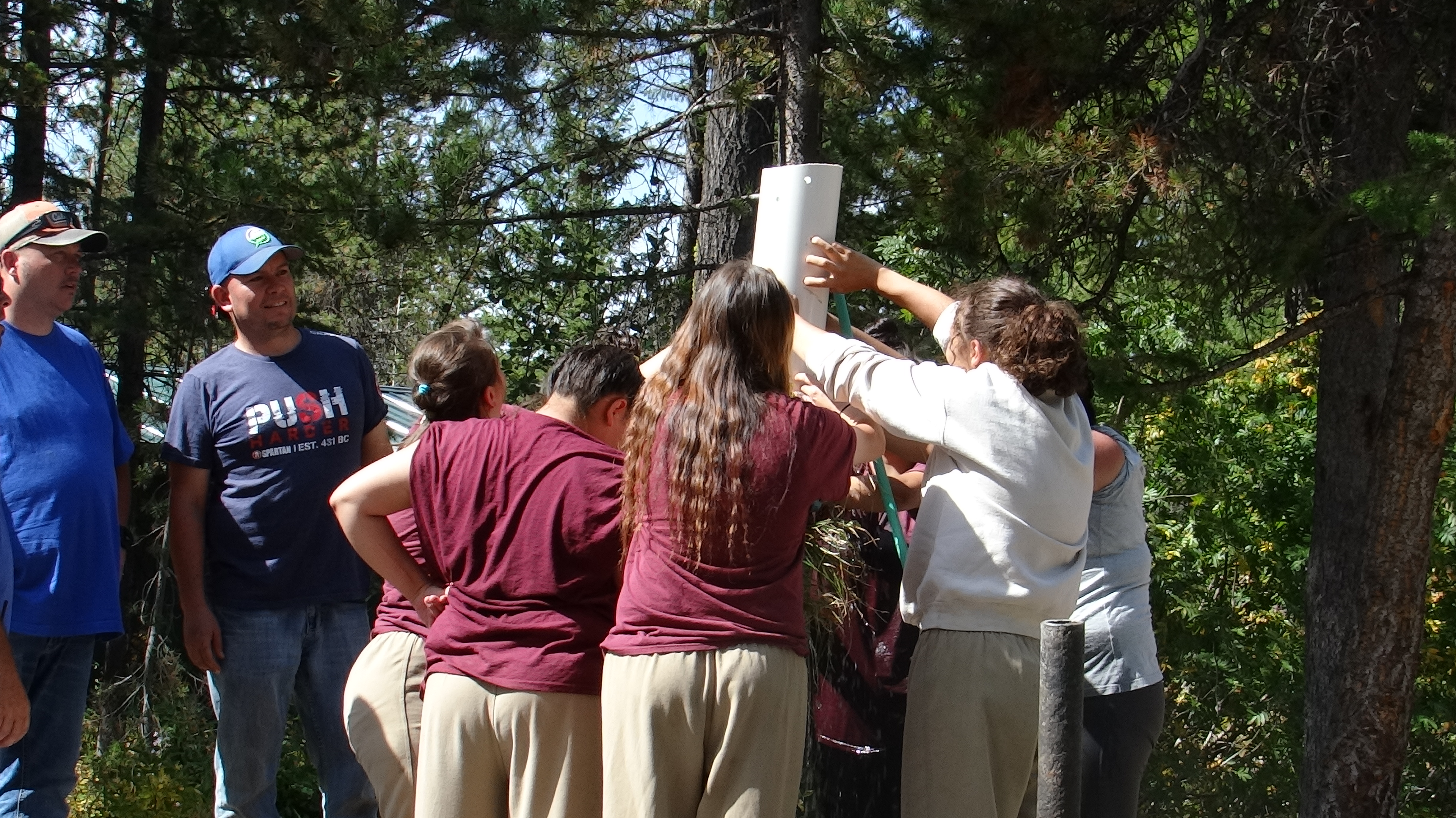 Team building activity at camp